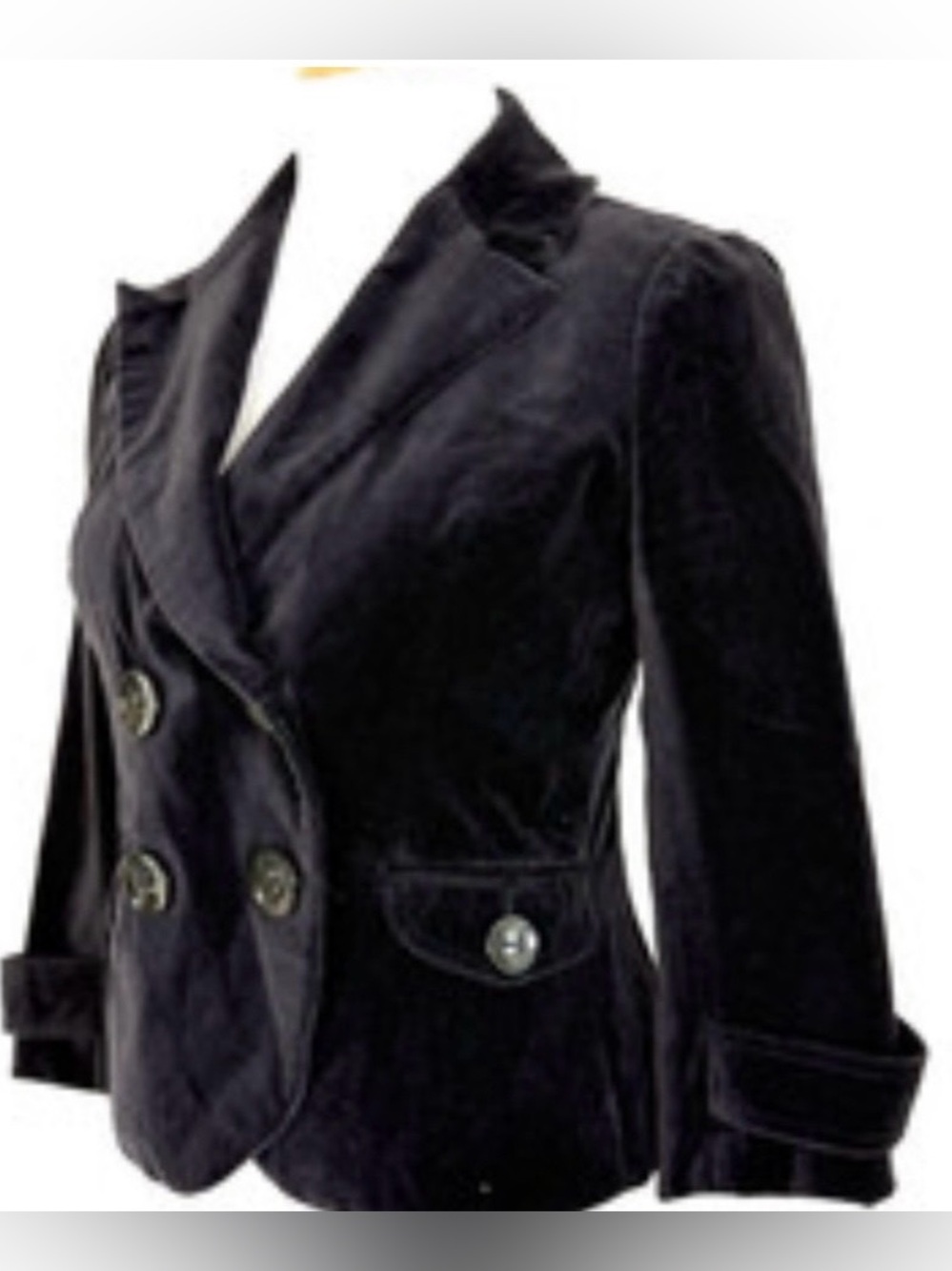American Eagle Outfitters Black Velvet Double-Breasted Blazer